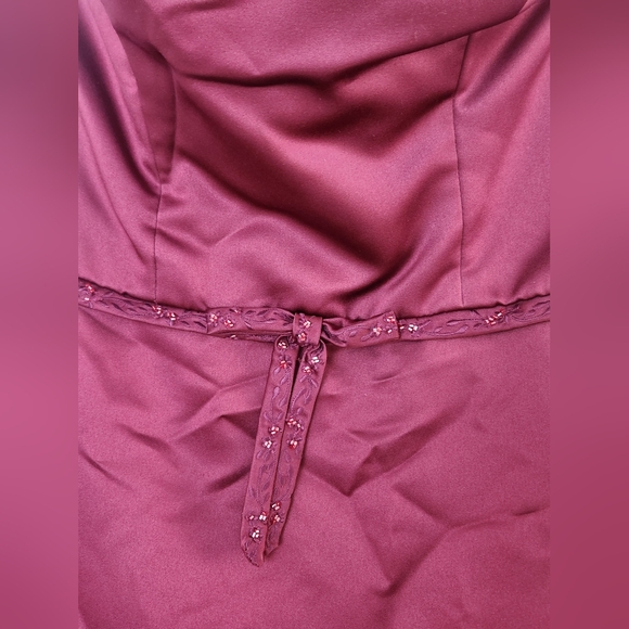 Mori Lee Womens Strapless Dress Size 13/14 Claret/Wine Bridesmaid Formal Prom - Picture 3 of 10